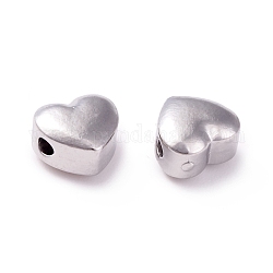 304 Stainless Steel Beads, Heart, Stainless Steel Color, 6x6.5x4mm, Hole: 1.5mm