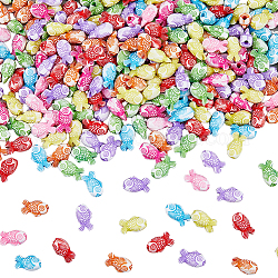 DICOSMETIC 3Bags Opaque Acrylic Beads, Fish, Mixed Color, 9x15x7.5mm, Hole: 2mm, about 100pcs/bag