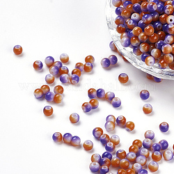 Spruzzare perle di resina dipinte, tondo, Two Tone, colorato, 4.5x4mm, Foro: 1 mm