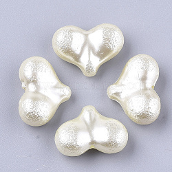 ABS Plastic Imitation Pearl Beads, Heart, Beige, 17x23x9mm, Hole: 1.2mm