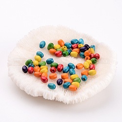 Natural Wood Beads, Mixed Color, Rice, Lead Free, Dyed, about 18000pcs/1000g, 4x6mm, hole: about 1.5mm