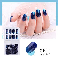 Ensembles de nail art, avec 24pc de faux ongles en pvc, Ruban adhésif collant double face 24pc et colle à ongles 1pc, bleu foncé, 11.4x6.8 cm