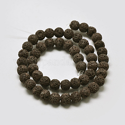 Круглые бусины из натурального камня лавы, окрашенные, кофе, 8 мм, отверстие : 1 мм, около 50 шт / нитка, 15.7 дюйм