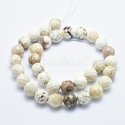 Natural Magnesite Beads Strands, Faceted, Round, 10mm, Hole: 1mm, about 38pcs/strand, 15.7 inch