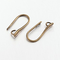Ganchos pendiente de bronce para los diseños de pendiente, cable de oreja, con lazo horizontal, sin plomo y el cadmio, Bronce antiguo, 20.5x8.5x2.5mm, agujero: 2 mm, pin: 1 mm
