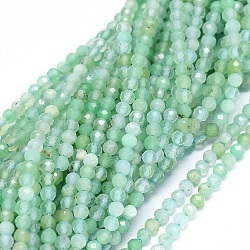Natürliche Chrysopras-Perlenstränge, facettiert, Runde, 2 mm, Bohrung: 0.5 mm, ca. 190 Stk. / Strang, 15.5 Zoll (39.5 cm)