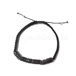 Armband aus geflochtenen Perlen aus Kokosnuss und nichtmagnetischem synthetischem Hämatit, Steinarmband für Männer Frauen, Schwarz, Innendurchmesser: 2-1/8 Zoll (5.5 cm)