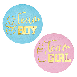 CRASPIRE 120Pcs Gold Stamping Gender Reveal Stickers Colored Round Dot Paper Label 1.57Inch Gold Glitter Team Boy Baby Shower Decals for Envelope Gender Reveal Party Games Supplies