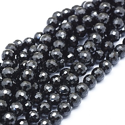 Naturale nero perline spinello fili, sfaccettato (128 sfaccettatura), tondo, 8mm, Foro: 1 mm, circa 53pcs/filo, 16.14 pollice (41 cm)