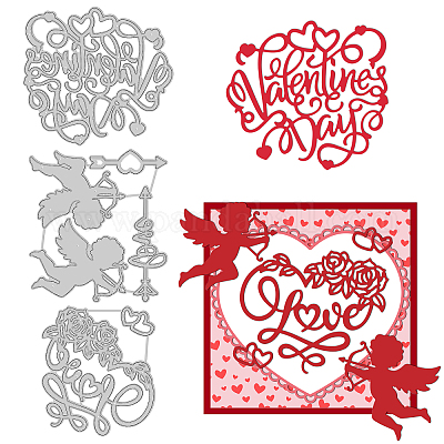 Wholesale 3Pcs 3 Styles Valentine's Day Theme Carbon Steel Cutting Dies  Stencils 
