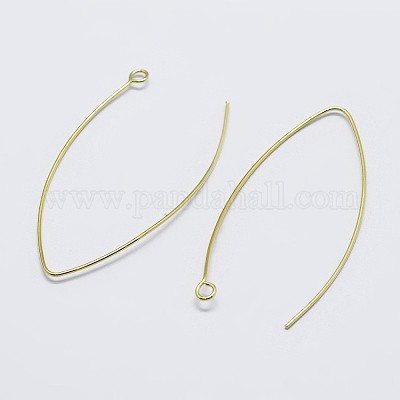 925 Sterling Silver Earring Hooks, Silver, 36~39x18x0.6mm, Hole: 2mm, 22  Gauge, Pin: 0.6mm