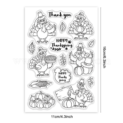Autumn Thanksgiving Turkey Leaves Clear Stamps for Card Making and