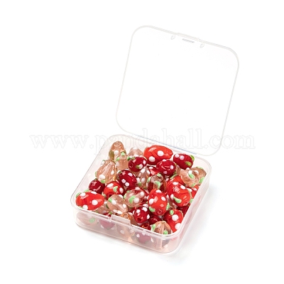 40Pcs Handmade Lampwork 3D Strawberry Beads, Strawberry