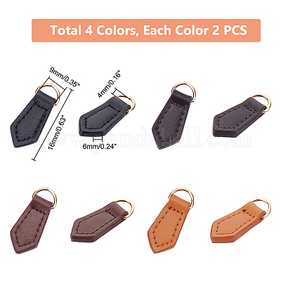 1pc Solid Color Diamond Shaped Leather Zipper Puller With D-ring