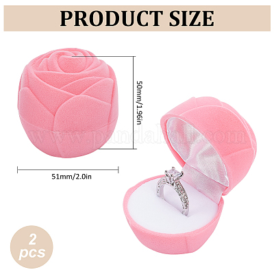 Schmuckschatullen aus rosa Samt&nbsp;CON-WH0092-63A-1