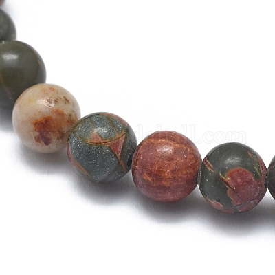 Bracelets extensibles en jaspe polychrome naturel/pierre de picasso/perles de jaspe de picasso&nbsp;BJEW-K212-A-001-1