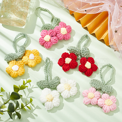 20 Clip Per Capelli In Tessuto Uncinetto - Fiori E Fiocchi - Mix Colorato - Graceangie