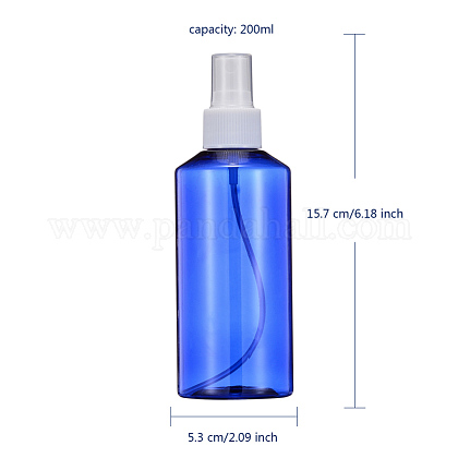 200mlの詰め替え可能なペットプラスチックスプレーボトル  液体用の空のポンプボトル  ブルー  5.3x15.7cm  容量：200ml（6.76液量オンス） TOOL-Q024-02C-02-1