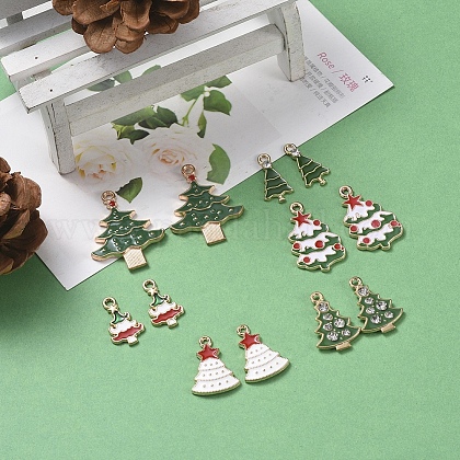クリスマステーマ 合金エナメルチャーム クリスマスツリー ライトゴールド ミックスカラー 12個 セットの通販 Jp Pandahall Com