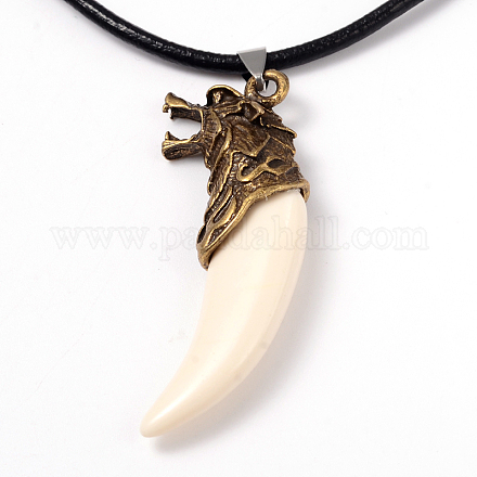 Leather Pendant Necklaces for Men NJEW-P127-052AG-1