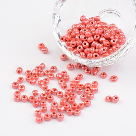 Perles rocailles rondes lustrées en verre de 6/0 couleurs opaques X-SEED-A012-4mm-125-1