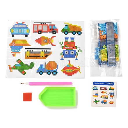 Kits d'autocollants de peinture au diamant de transport de bricolage pour les enfants DIY-O016-17-1