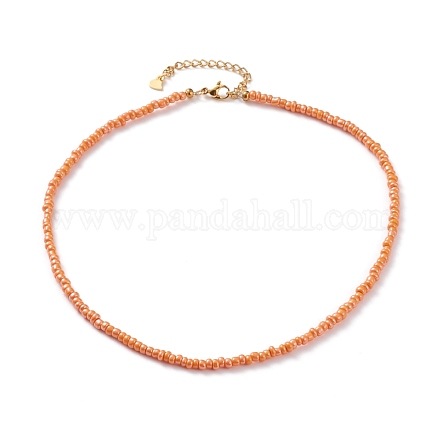 Round Glass Seed Beaded Necklaces NJEW-JN03207-01-1