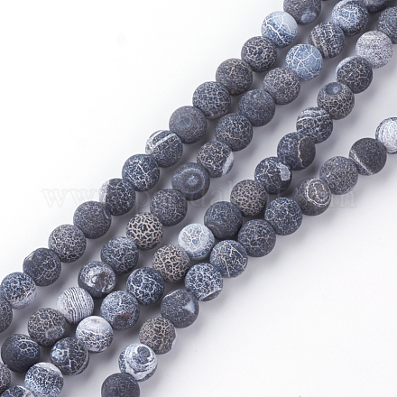 Natural Fire Crackle Agate Bead Strands X-G-S216-8mm-01-1
