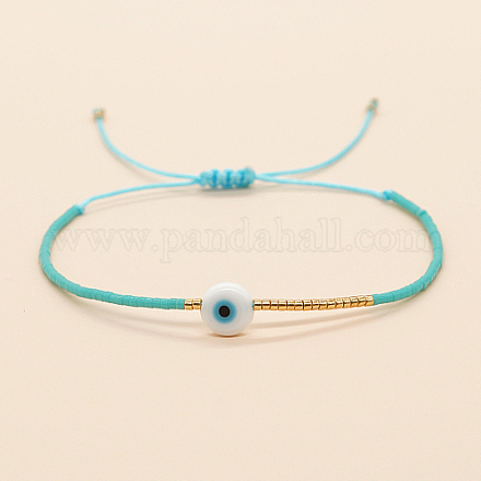 Bracelet réglable en perles tressées avec mot de passe mauvais œil ZW2937-15-1