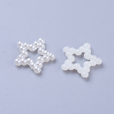 Cabujones de perlas de imitación de plástico ABS OACR-WH0003-01-1