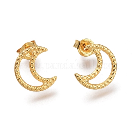 304 Stainless Steel Crescent Moon Stud Earrings EJEW-H100-06B-G-1