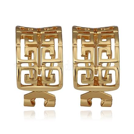 Real Gold Plated Filigree Tin Alloy Stud Earrings EJEW-BB09694-G-1