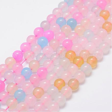 Cordes de perles de calcédoine naturelles G-E341-02-8mm-1
