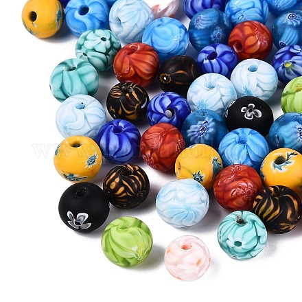 Handgemachte Millefiori Glas runde Perlen LA-N001-01E-13MM-1