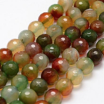 Faceted Natural Peacock Agate Beads Strands G-F364-12-8mm-1