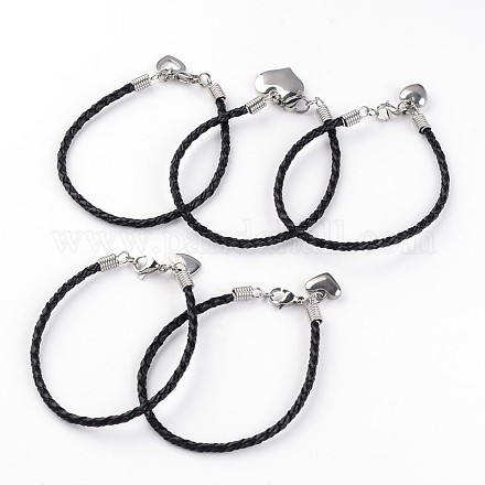 Heart Braided Leather Cord Bracelets BJEW-JB02204-1