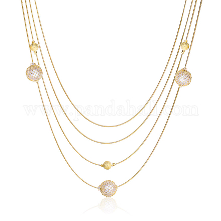 Trendy Zinc Alloy Plastic Pearl Beaded Four Layered Necklaces NJEW-BB14998-1