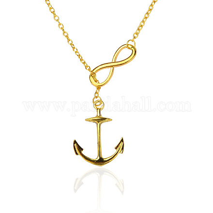 Personalized Valentines Gifts Lady's Alloy Anchor Pendant Lariat Necklaces NJEW-PJN863-1