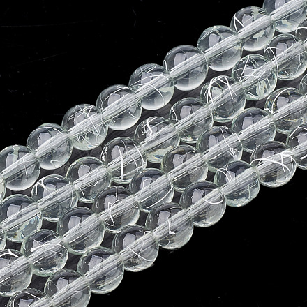 Banco de estirar transparentes abalorios de vidrio hebras GLAD-Q012-8mm-04-1