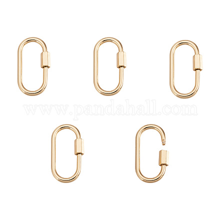 真鍮製ネジカラビナロックチャーム  ネックレス作り用  オーバル  ゴールドカラー  25x13x4mm  ネジ:6x4mm ZIRC-E164-12G-1