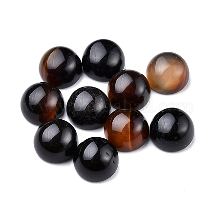 Natural Black Agate Cabochons G-P393-R02-10MM-A-1