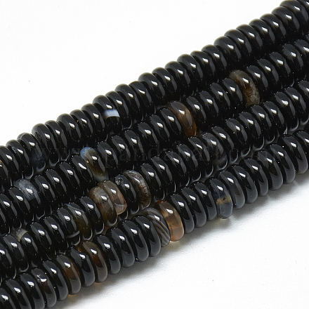 Teñidos naturales ágata negro hebras de abalorios G-T079-03-1