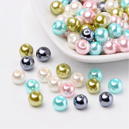 Pastel mix perles perles de verre nacrées HY-X006-8mm-12-1