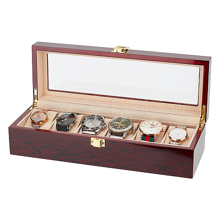 Uhrenvitrine aus Holz mit 6 Fach ODIS-WH0061-02A-1