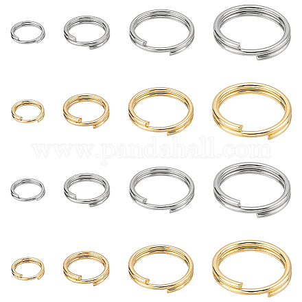Sunnyclue 240 pz 8 stili 304 anelli divisi in acciaio inossidabile STAS-SC0005-98-1