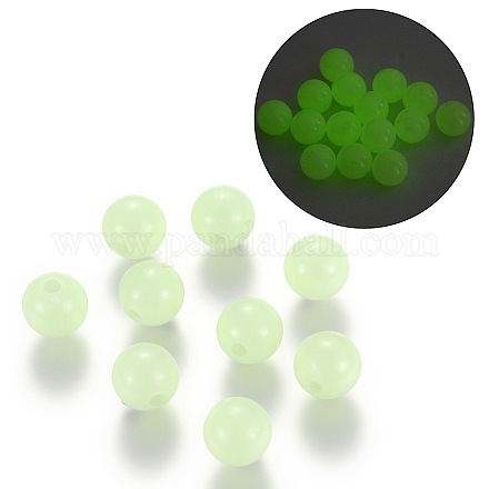 蓄光アクリル丸ビーズ  暗闇で光る  淡緑色  4mm  穴：1.5mm  約16000個/500g LACR-R002-4mm-01-1
