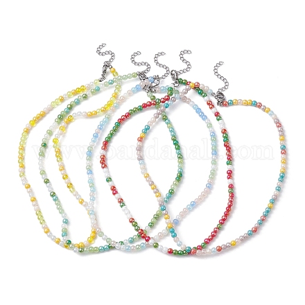 Collar de cuentas redondas con perlas de imitación de vidrio NJEW-JN04464-1