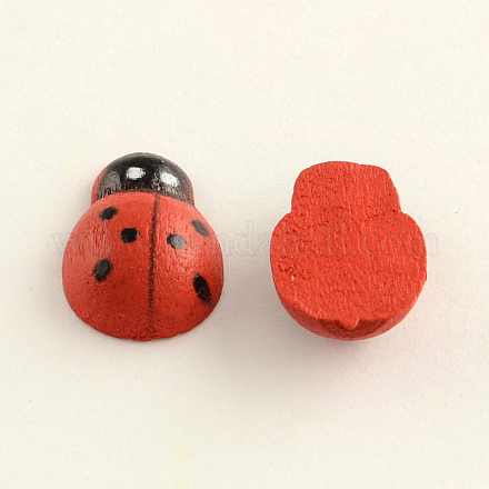 Dyed Ladybug Wood Cabochons WOOD-Q018-50C-1