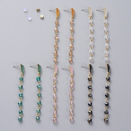 Electroplate Glass Dangle Stud Earrings EJEW-JE04017-1