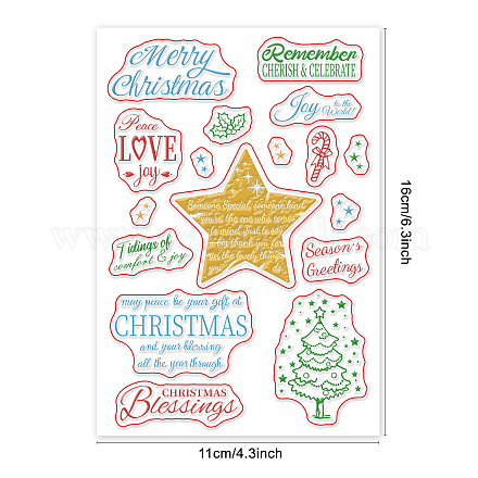 塩ビプラスチックスタンプ  DIYスクラップブッキング用  装飾的なフォトアルバム  カード作り  スタンプシート  クリスマステーマの模様  16x11x0.3cm DIY-WH0167-56-298-1